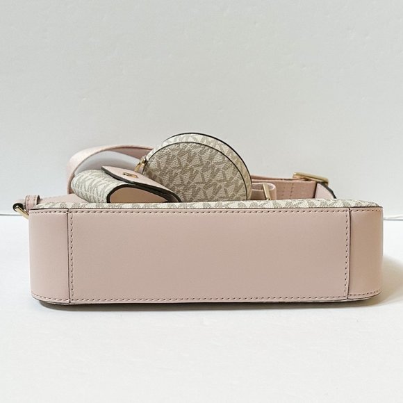 Michael Kors Jet Set Travel Small Crossbody Bag Tech Attached MK Vanilla Pink - Picture 7 of 13